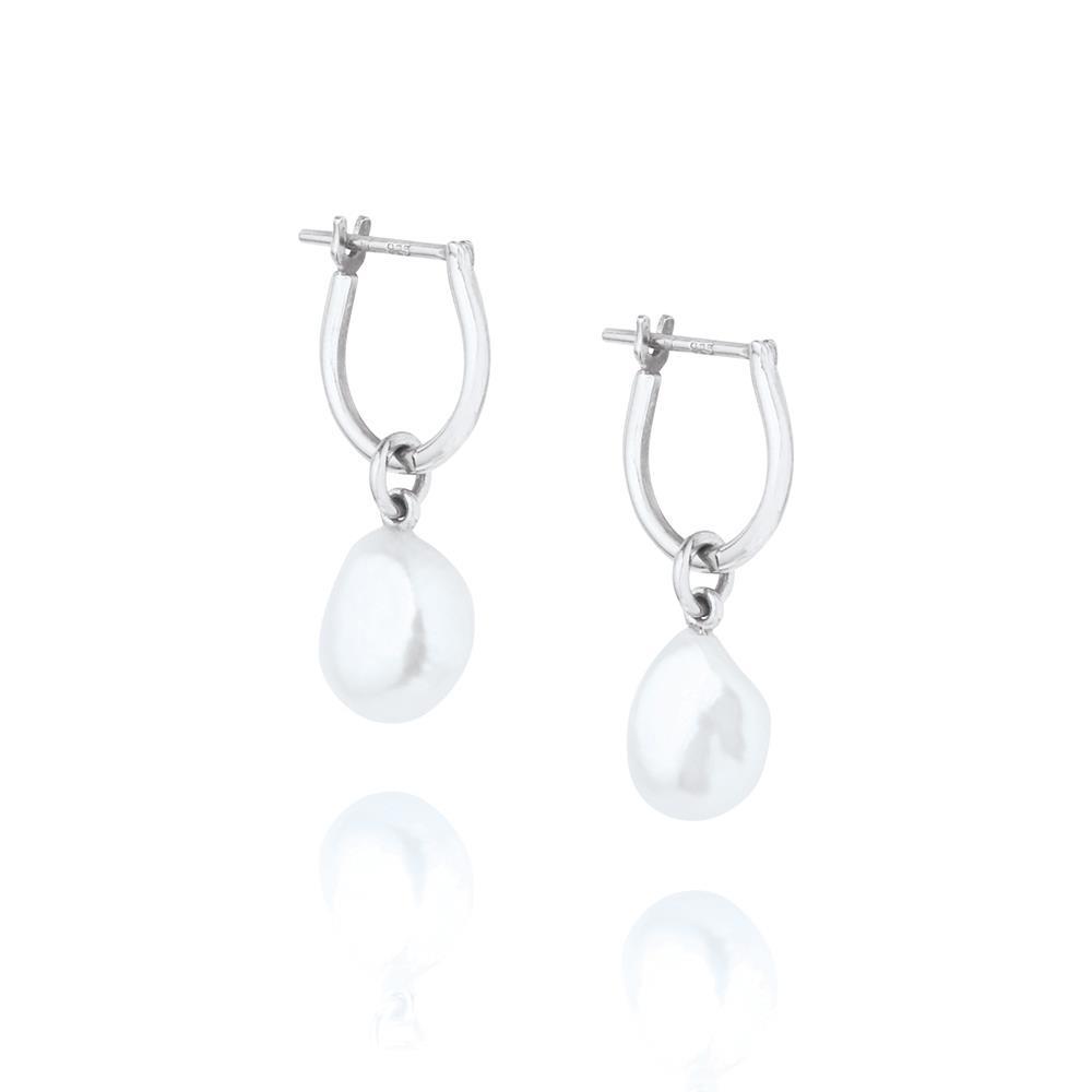 Linda Tahija Baroque Pearl Basic Hoop Earrings Silver