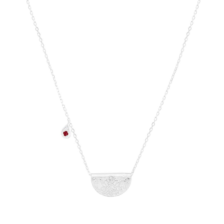 By Charlotte Lotus Birthstone Necklace (July), Silver