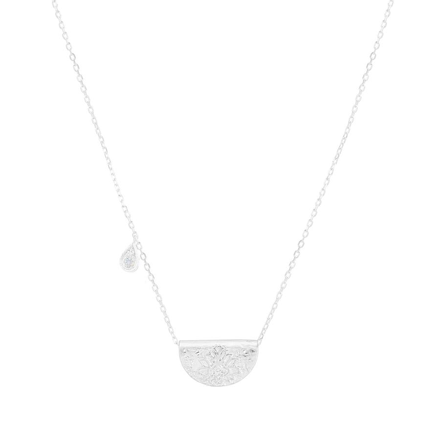 By Charlotte Lotus Birthstone Necklace (June), Silver