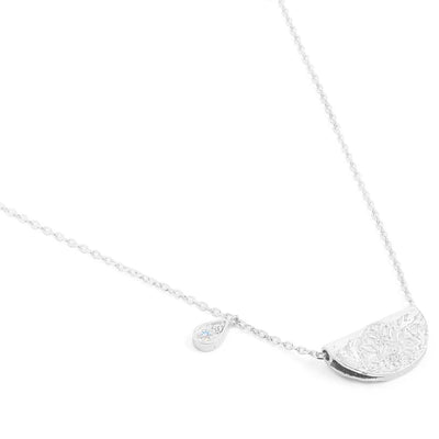 By Charlotte Lotus Birthstone Necklace (June), Silver