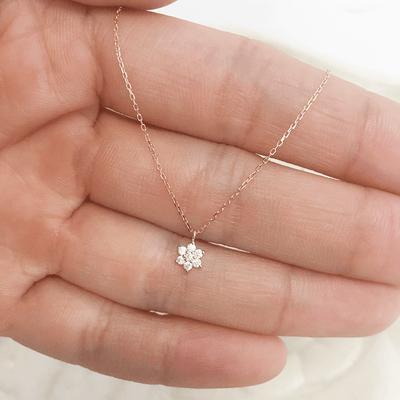 By Charlotte 14k White Gold Crystal Lotus Flower Necklace