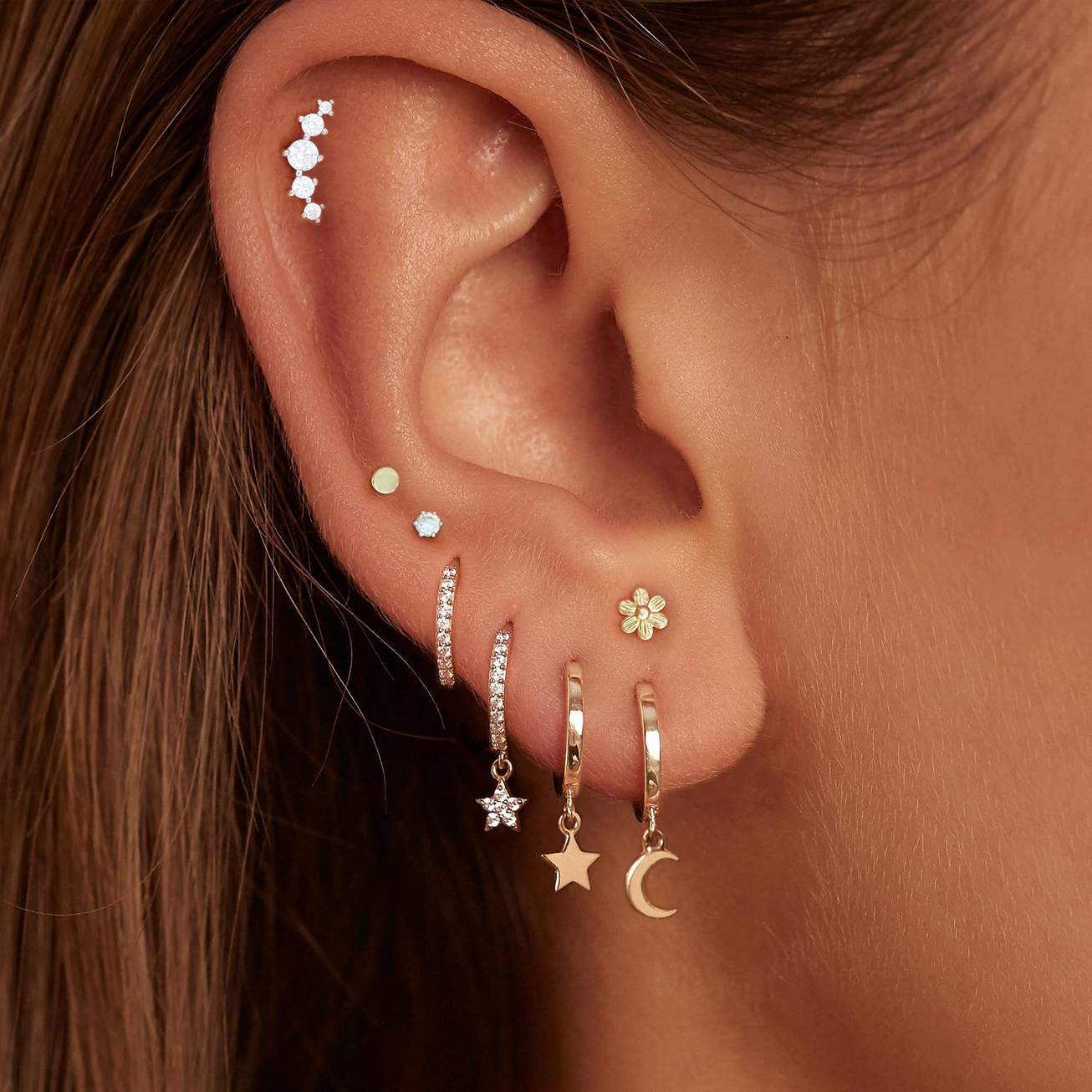 By Charlotte 14k Gold Fly Me to the Moon Single Stud Earring