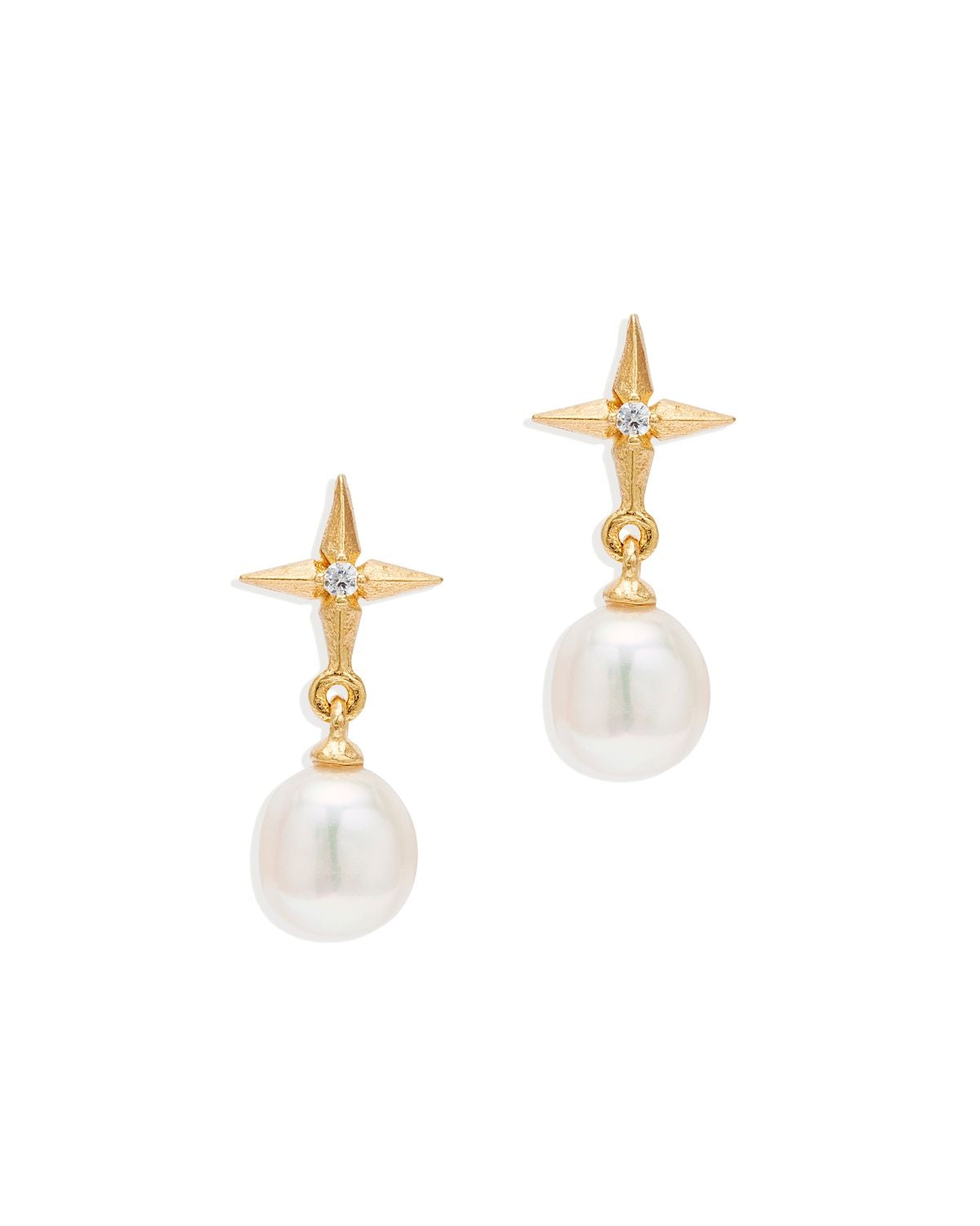 By Charlotte Star Pearl Earrings, Gold