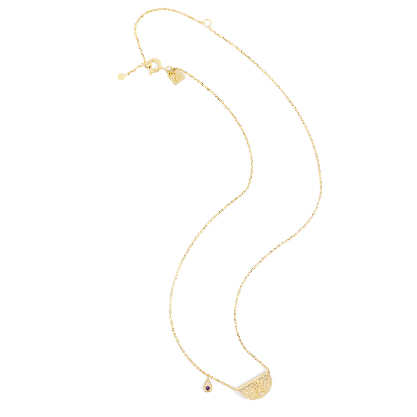 By Charlotte Lotus Birthstone Necklace (February), Gold