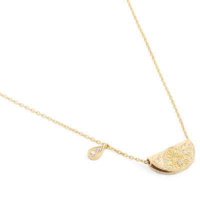 By Charlotte Lotus Birthstone Necklace (April), Gold