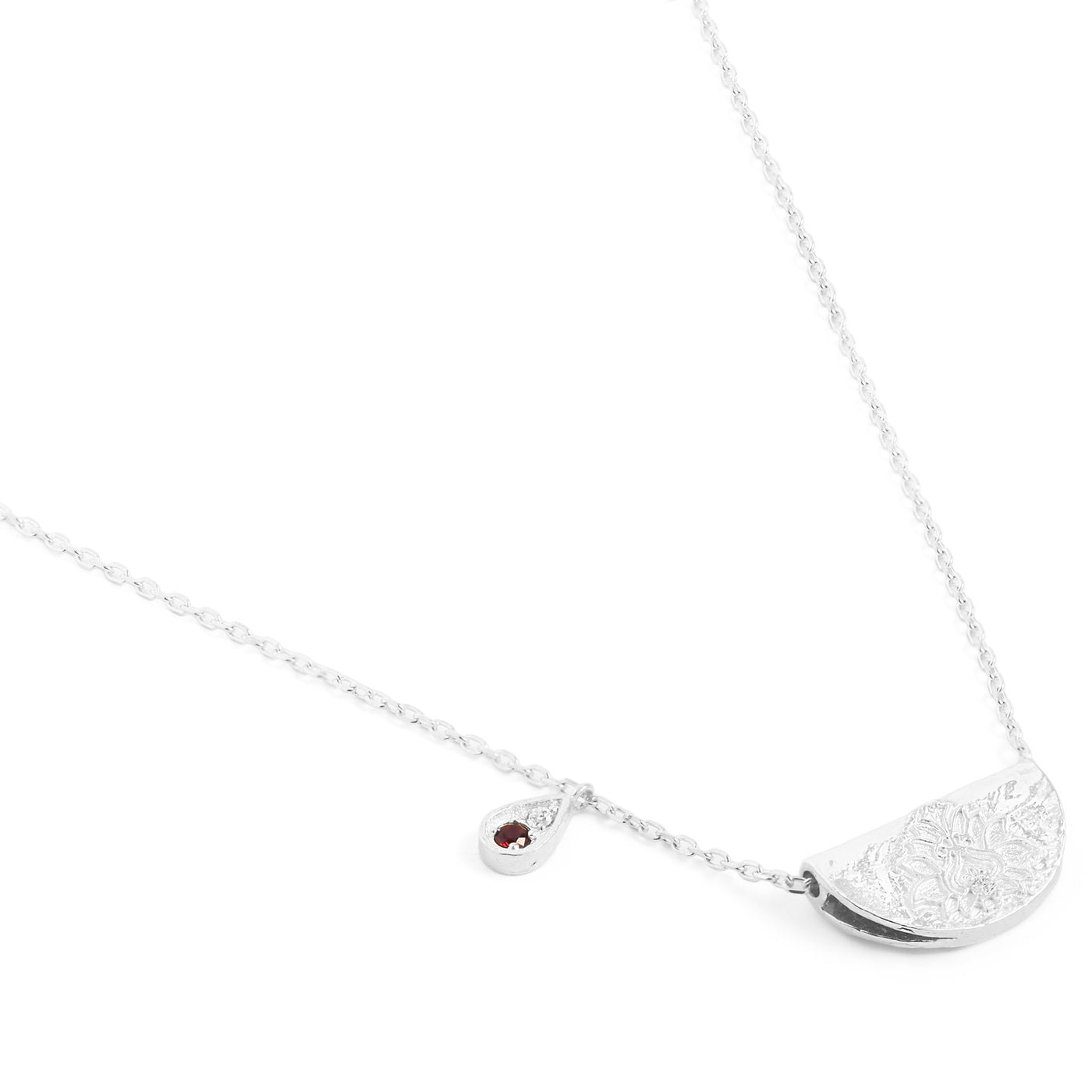 By Charlotte Lotus Birthstone Necklace (January), Silver