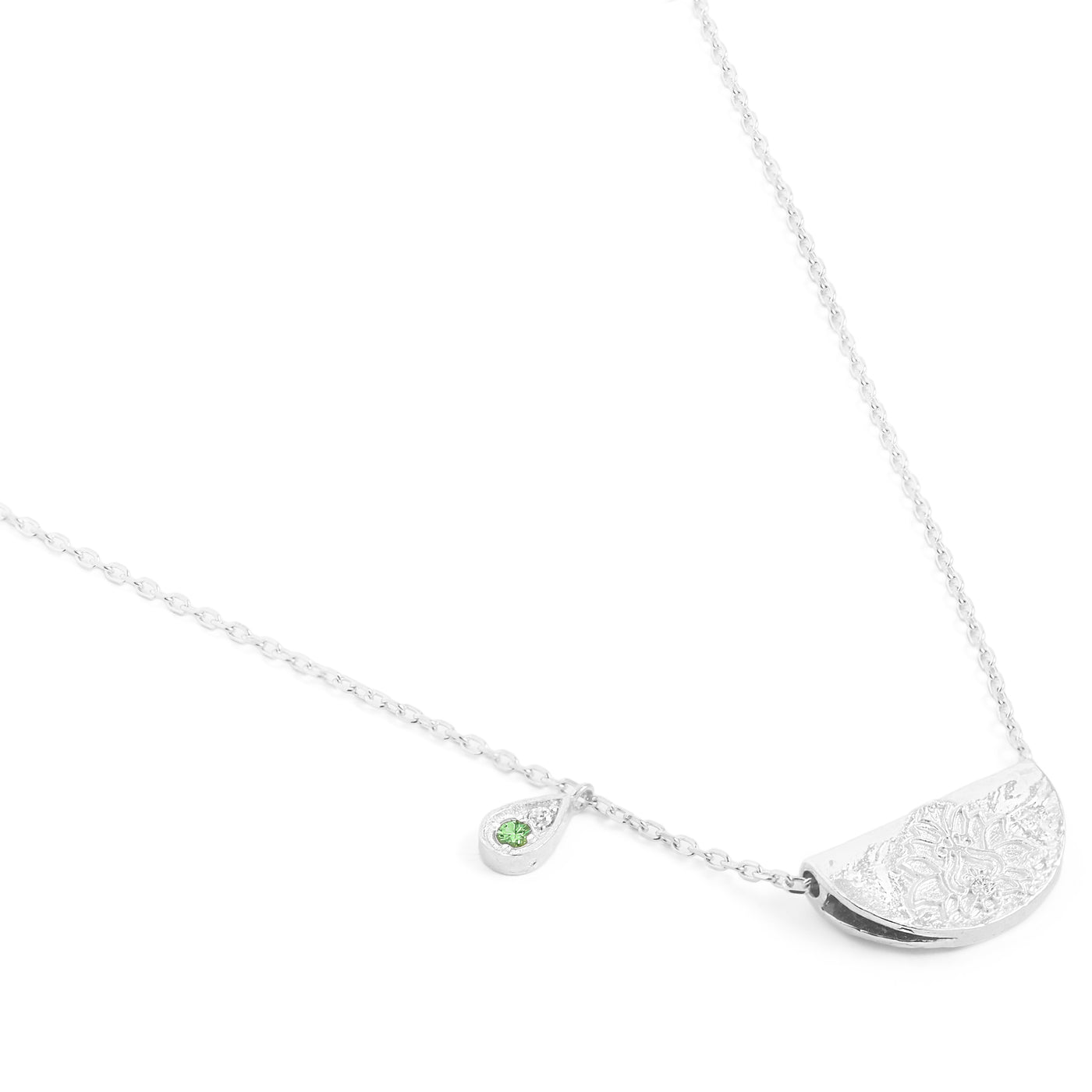 By Charlotte Lotus Birthstone Necklace (May), Silver