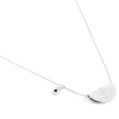 By Charlotte Lotus Birthstone Necklace (September), Silver