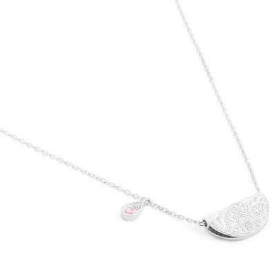 By Charlotte Lotus Birthstone Necklace (October), Silver