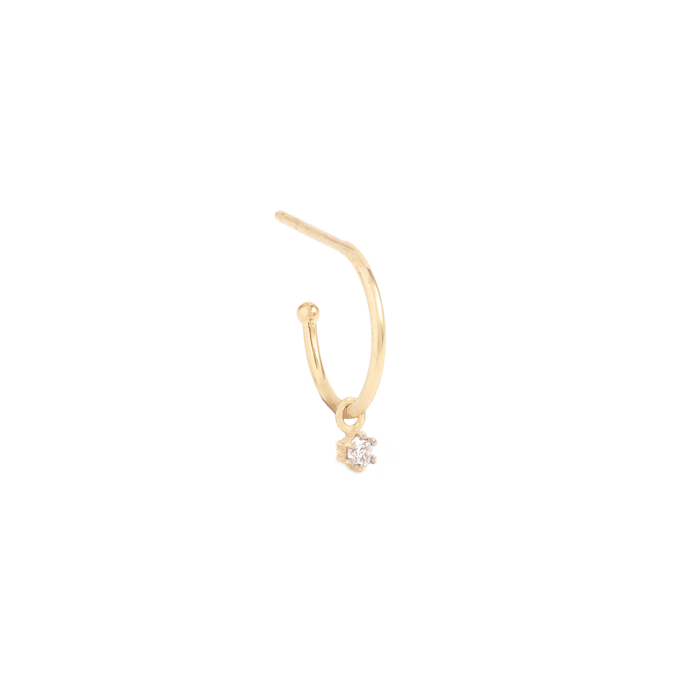 By Charlotte 14k Gold Sweet Droplet Diamond Single Hoop Earring