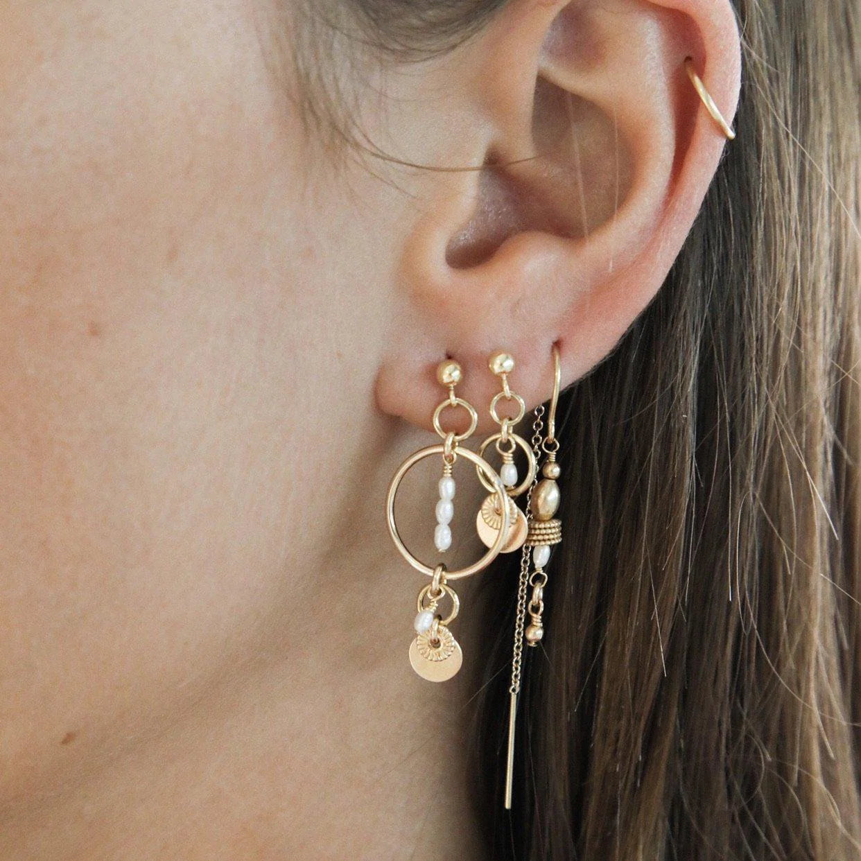 Alana Maria Elsa Pearl Earrings, Gold