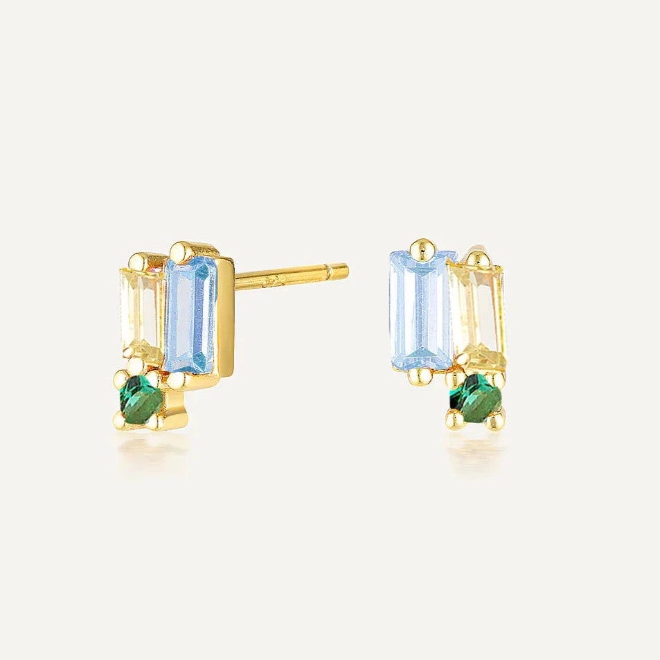 Avant Studio Esme Stud Green & Blue Earrings, Gold