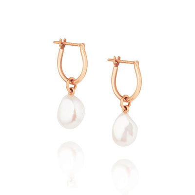 Linda Tahija Baroque Pearl Basic Hoop Earrings, Rose Gold