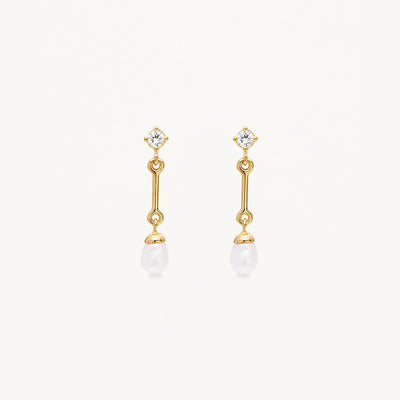 By Charlotte Embrace Stillness Pearl Drop Earrings, Gold or Silver