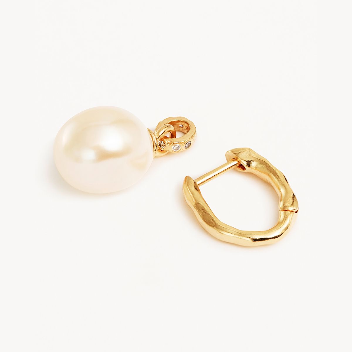 By Charlotte Embrace Stillness Pearl Hoops, Gold or Silver