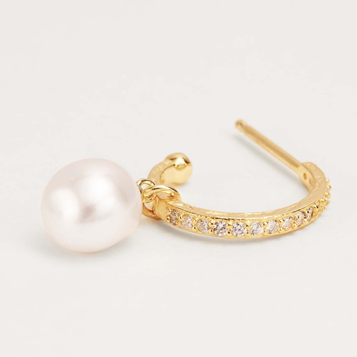 By Charlotte Intention Of Peace Pearl Hoops, Gold or Silver