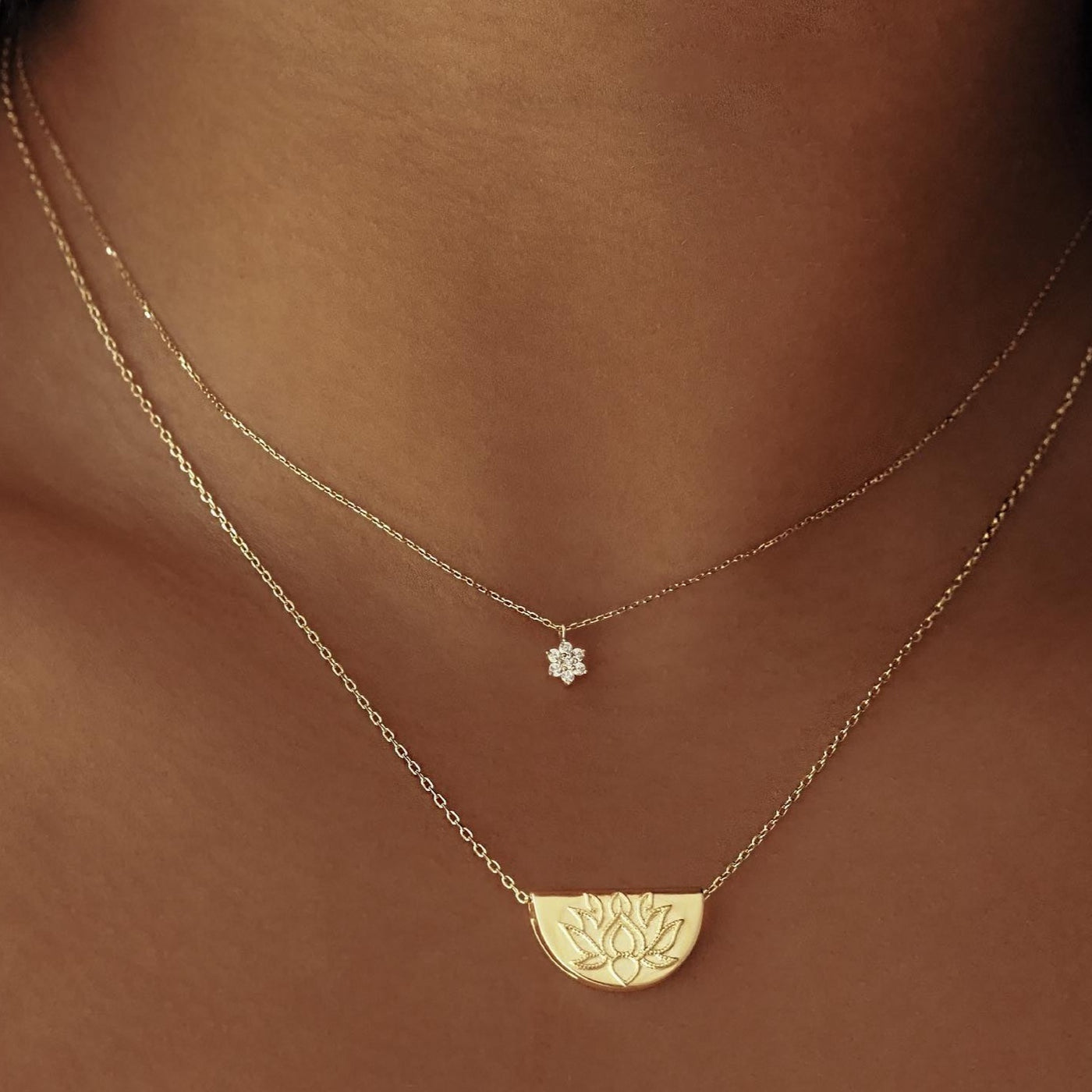 By Charlotte 14k Gold Mini Lotus Necklace