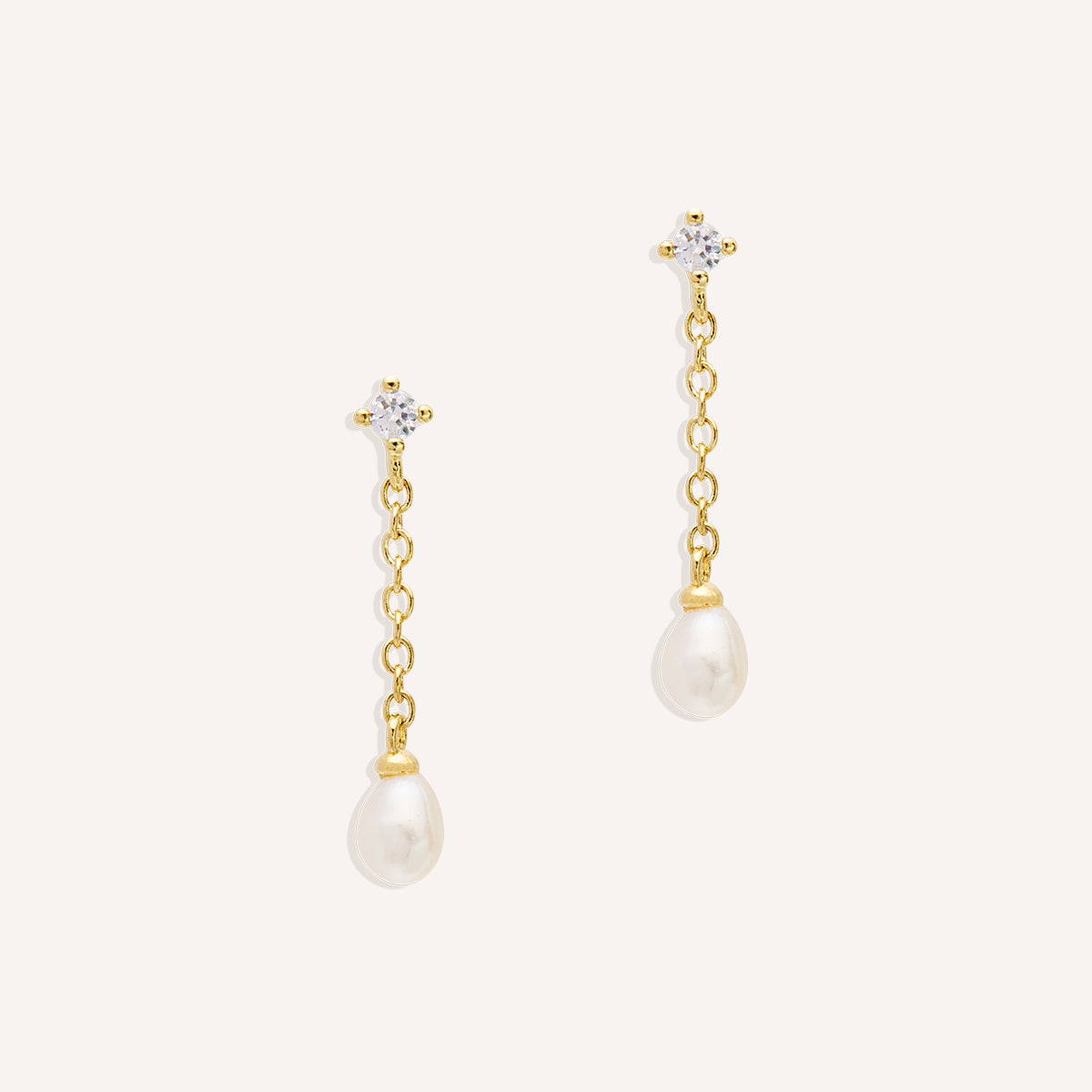 By Charlotte Tear Drop Chain Pearl Earrings, Gold or Silver