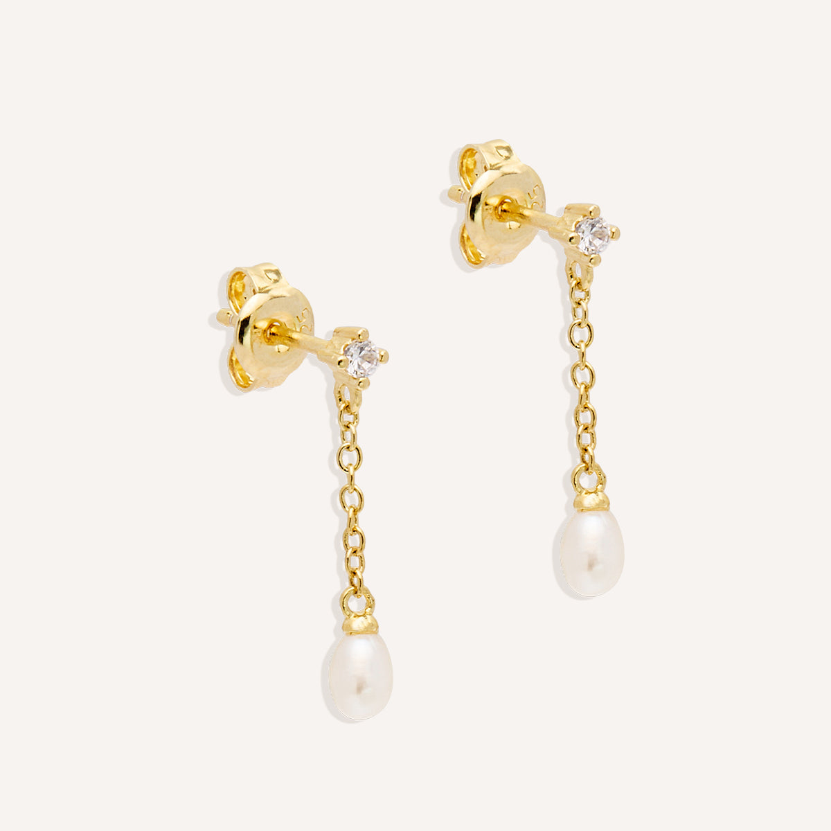 By Charlotte Tear Drop Chain Pearl Earrings, Gold or Silver