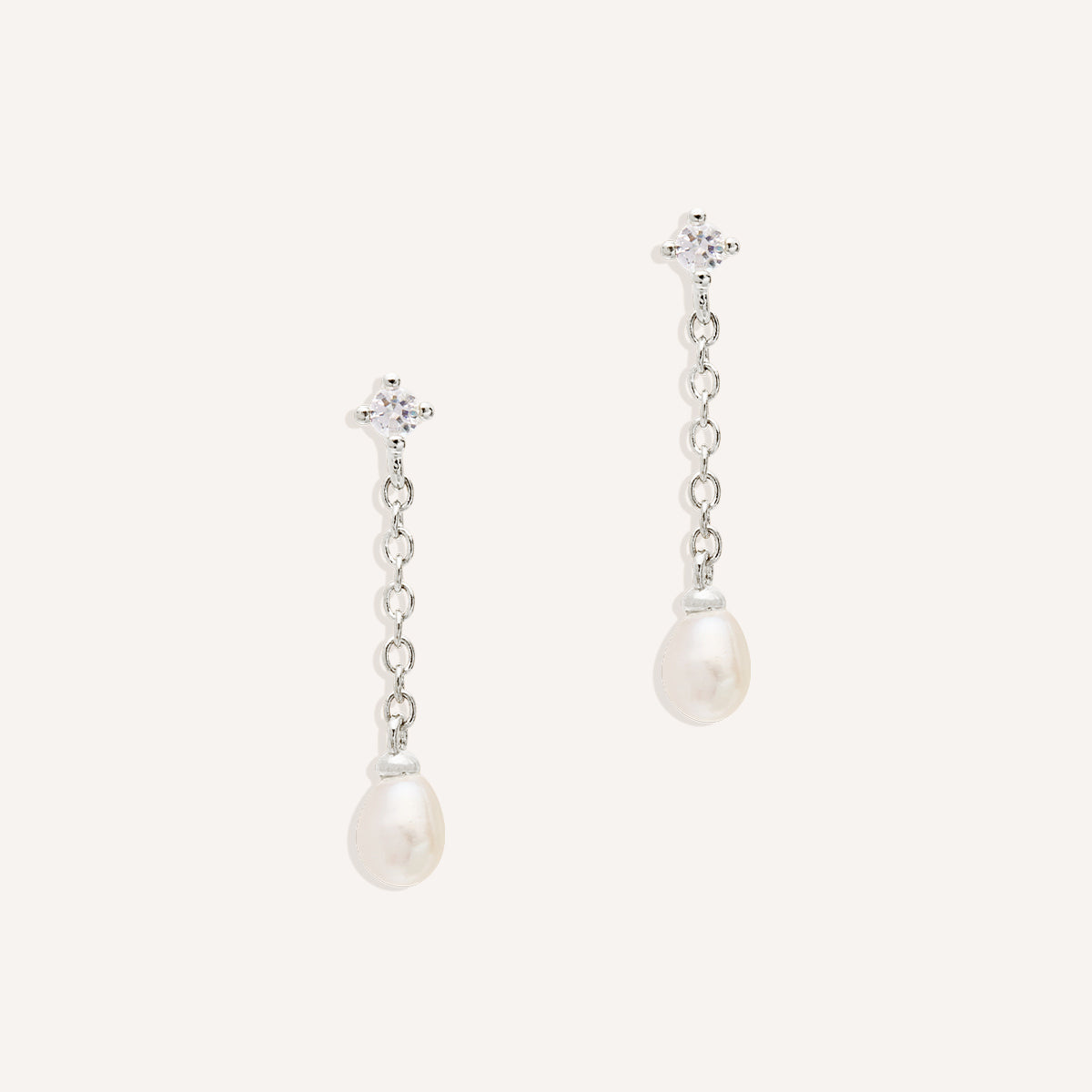 By Charlotte Tear Drop Chain Pearl Earrings, Gold or Silver