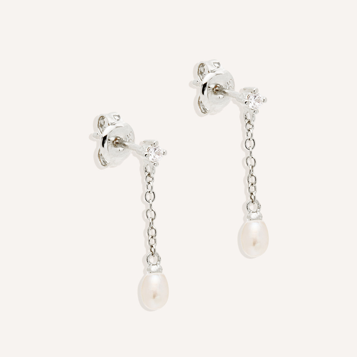 By Charlotte Tear Drop Chain Pearl Earrings, Gold or Silver