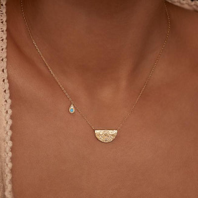 By Charlotte Turquoise Lotus Birthstone Necklace (December), Silver