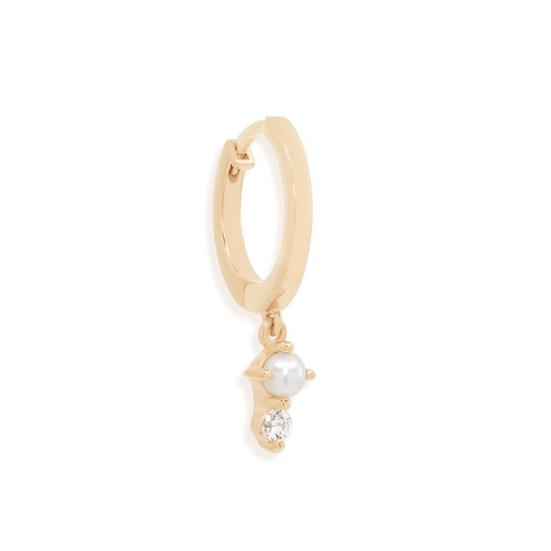 By Charlotte 14k Gold Light of the Moon Diamond Single Hoop Earring