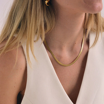 Linda Tahija Herringbone Chain Necklace, Gold or Silver