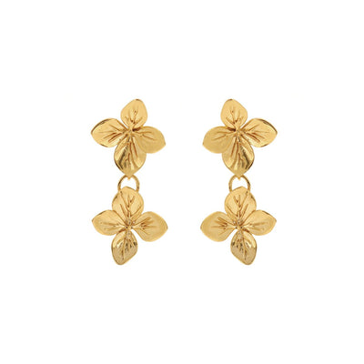 Linda Tahija Hydrangea Double Drop Earrings, Gold