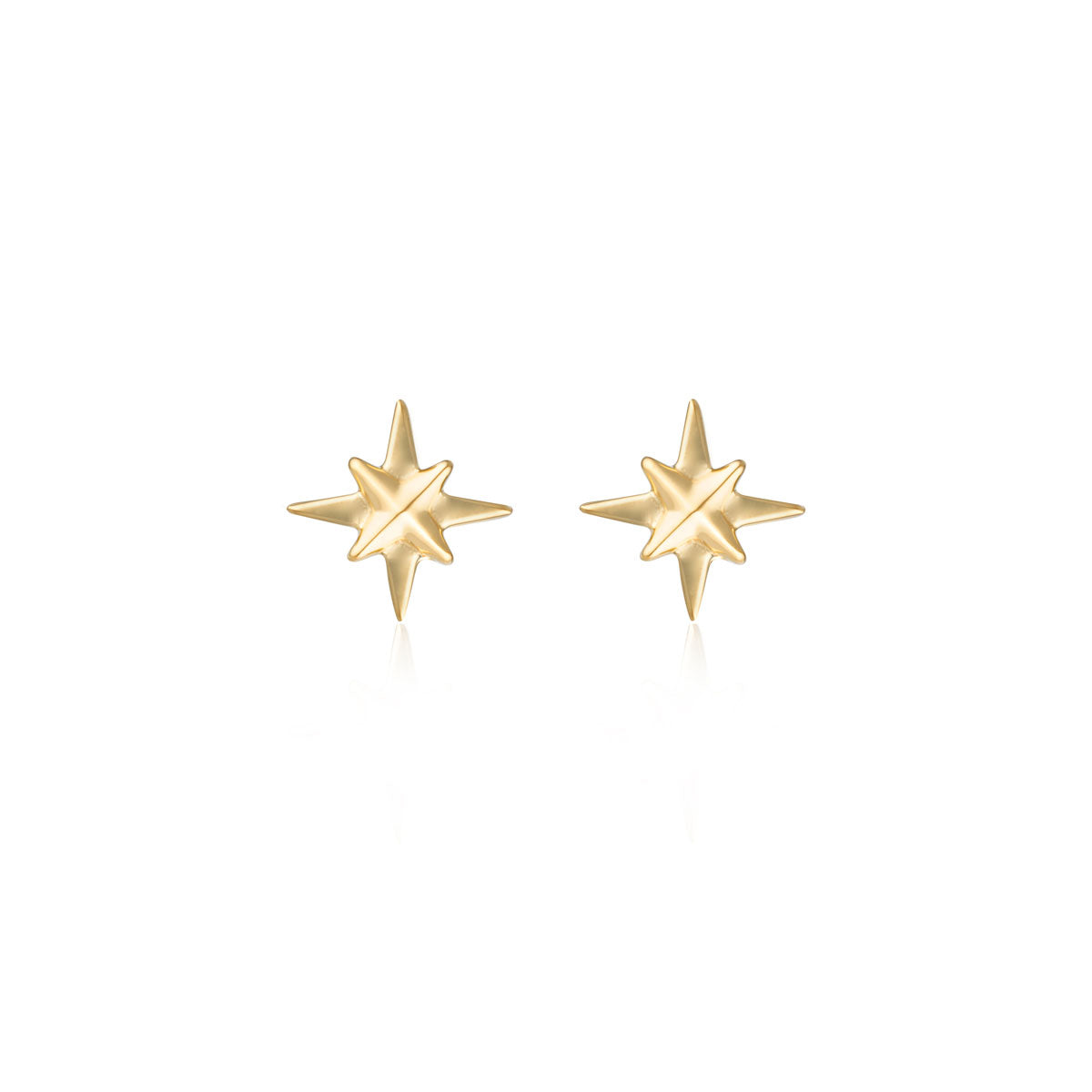 Linda Tahija North Star Stud Earrings, Gold or Silver