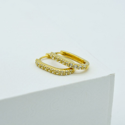 Linda Tahija White Topaz Oval Stone Hoop Earrings, Gold or Silver