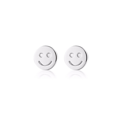 Linda Tahija Smiley Face Stud Earrings, Gold or Silver