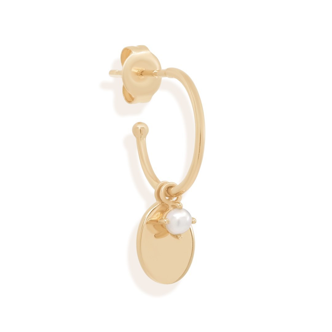 By Charlotte 14k Gold Peaceful Moon Single Hoop Earring