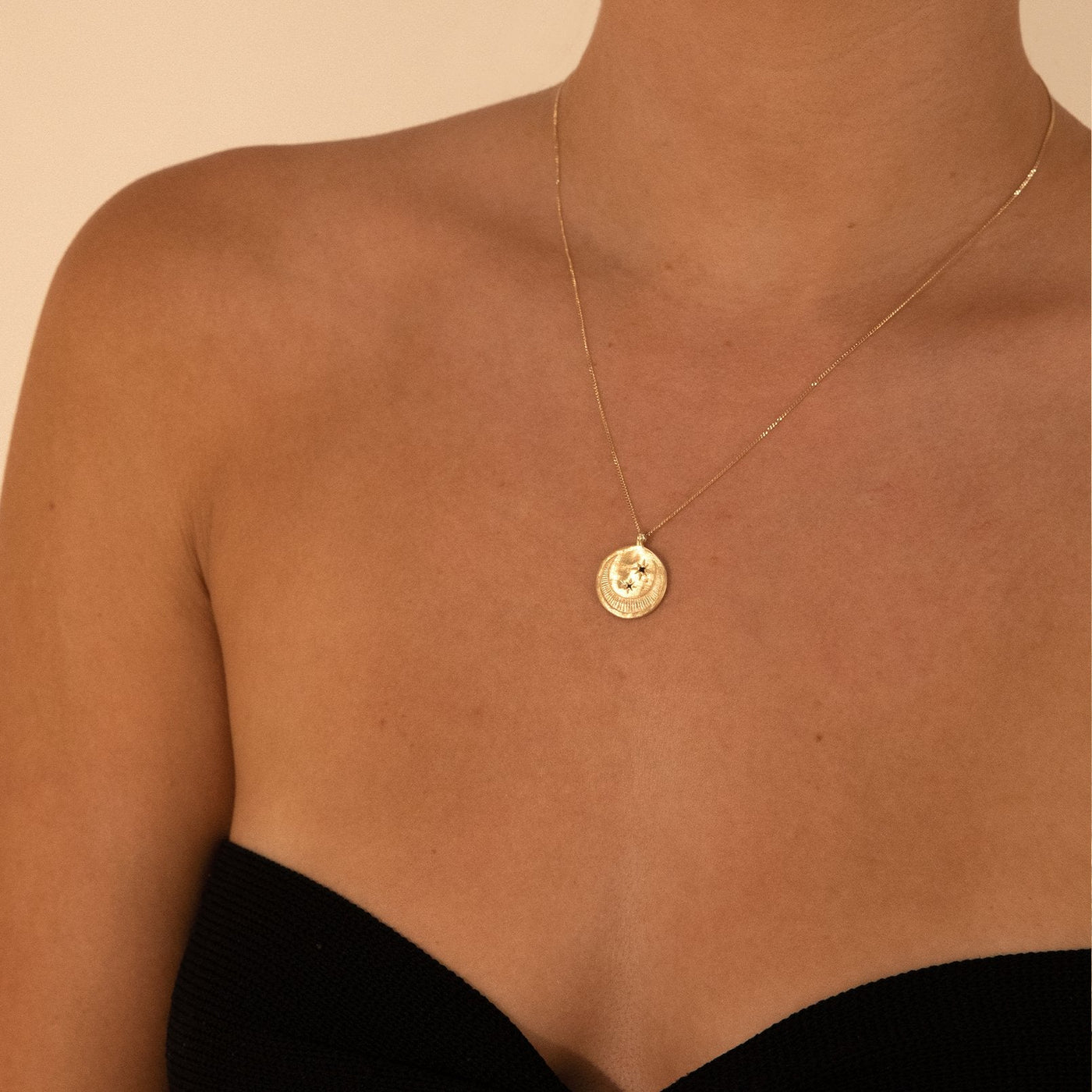 Temple of the Sun Solid Gold Celeste Black Diamond Necklace