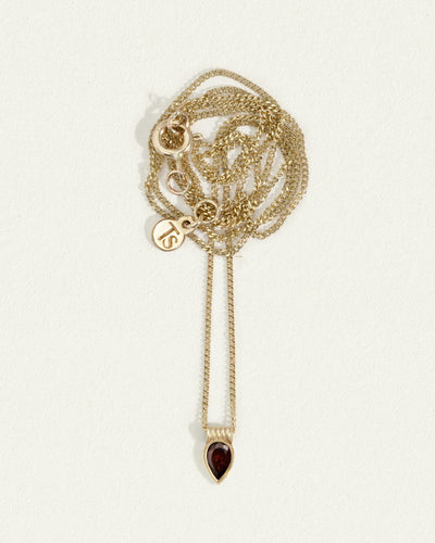 Temple of the Sun Solid Gold Pyrus Garnet Necklace